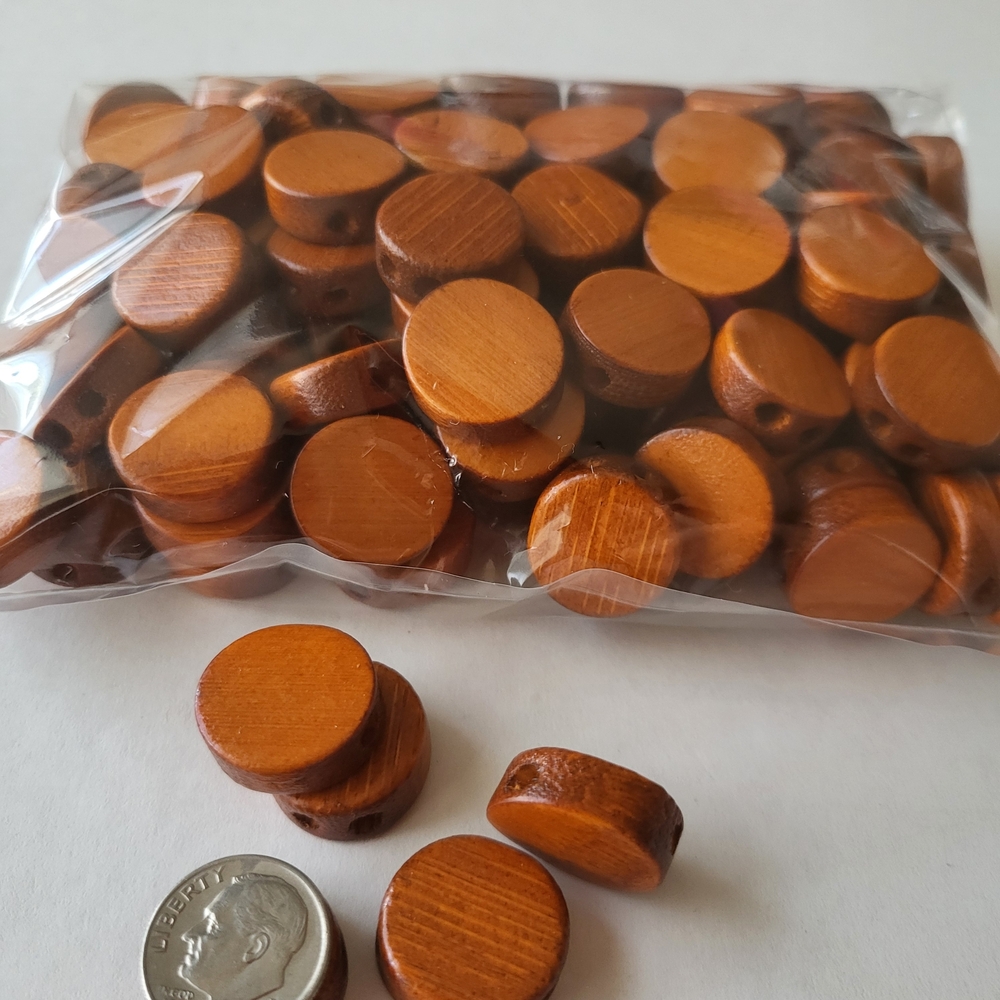 Mahogany Rounds with double holes,  100pcs, item #142.